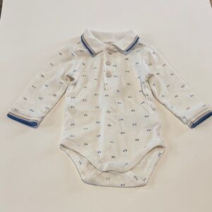Mayoral White and Blue Patterned Bodysuit